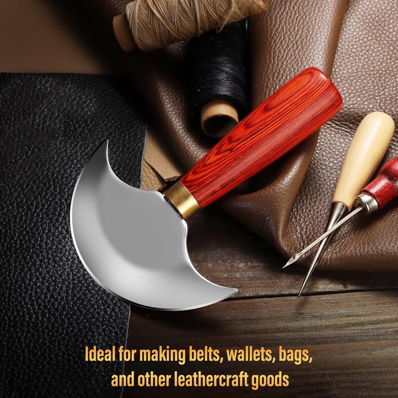 Coowolf Leather Knife with Wooden Handle, Leather Working Tools for Cutting Skiving and Trimming - Image 2